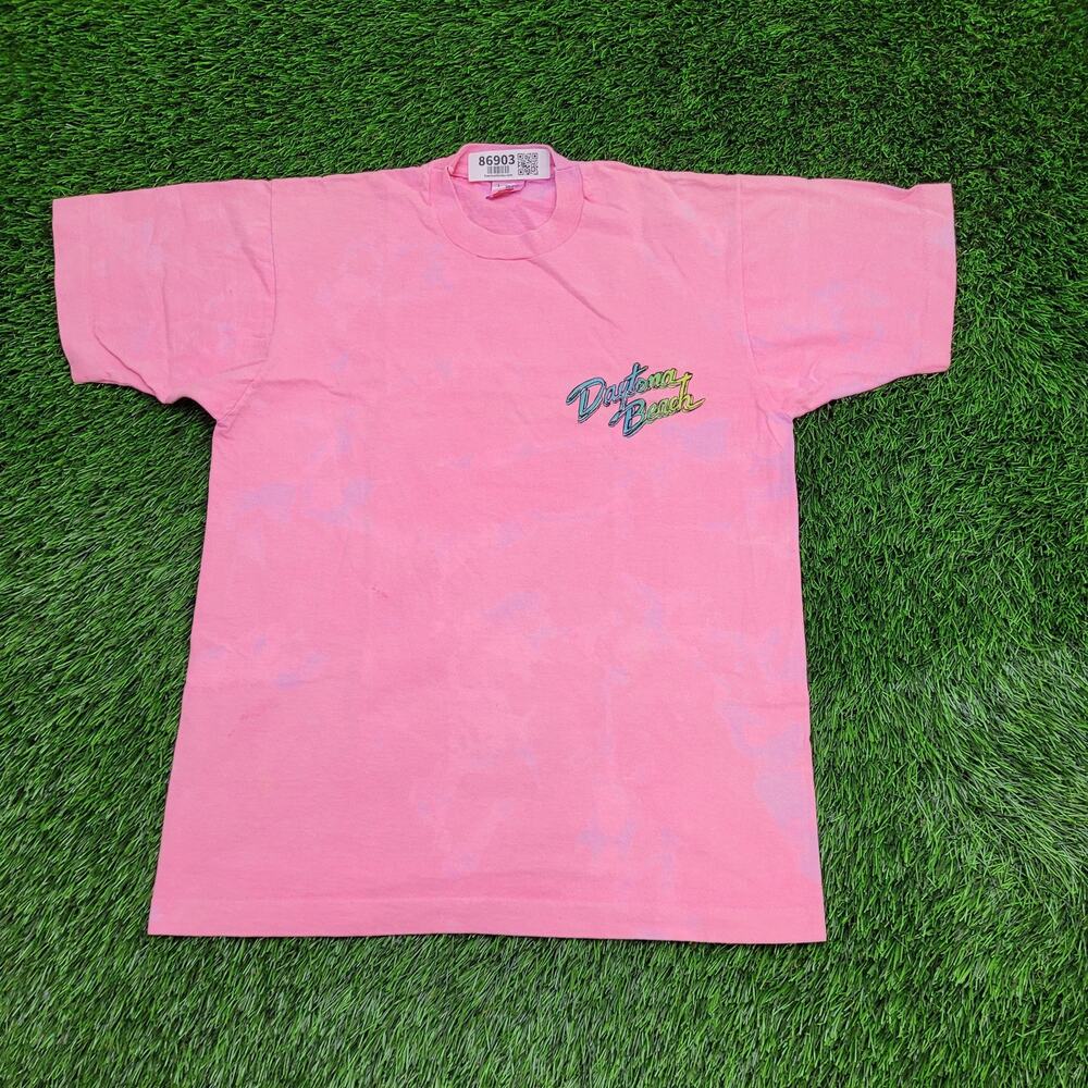 Vintage 90s Daytona Beach Shirt Womens M/L 19x25 Pink Bleached